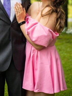 XOXO Pink Off-Shoulder Romper Dress